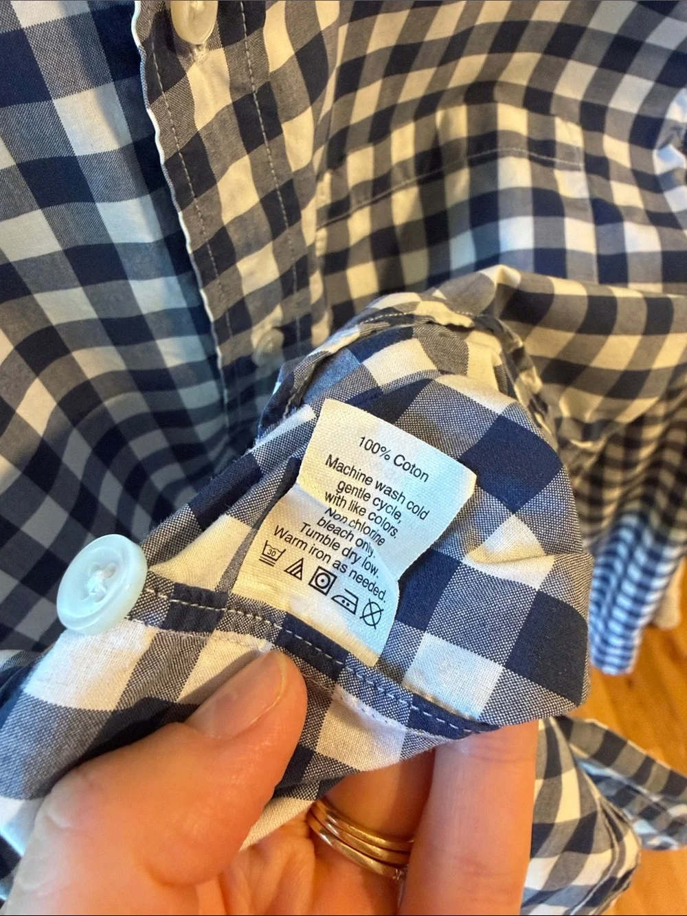 J. Crew Navy and White Gingham Button-Down Shirt